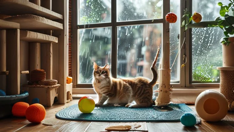 Atividades para manter seu gato ativo em dias chuvosos dentro de casa